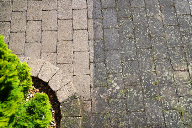Power washed brick pavers